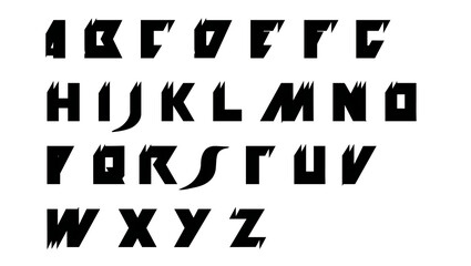 Sharp edgy futuristic alphabet font vector graphic letters © MDfardous