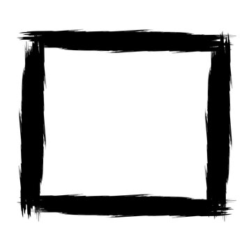 Hand Drawn Black Square Border Frame Outline &ndash; Rough Brush Sketch