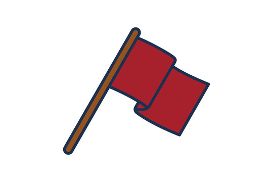 Red Flag Hand Drawn Vector Illustration