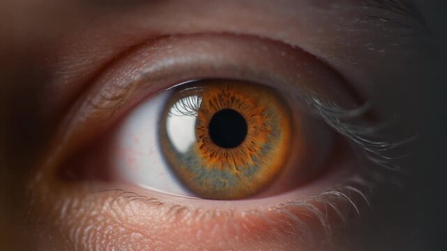 Extreme macro footage of a single beautiful human eye expressing a calm and peaceful emotion for Indonesia Independence Day