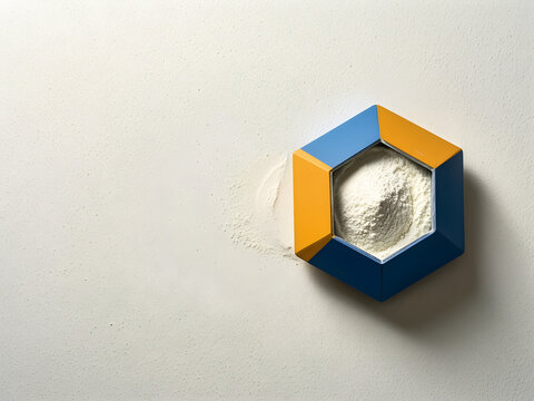 Clean additive-manufacturing powder bed with one partly revealed geometric component for advanced manufacturing, industrial technology and supply-chain campaign