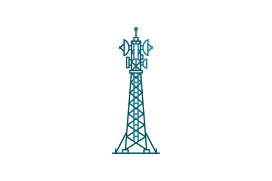 Telecommunications Tower Outline Vector Illustration