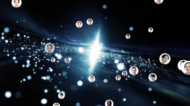Cyberspace and a multinational population. Talent, technology, data, science, research, space, galaxies, the future, cyber.