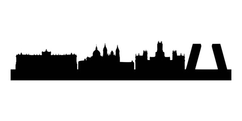 Obraz premium Black silhouette of madrid city skyline isolated on a white background