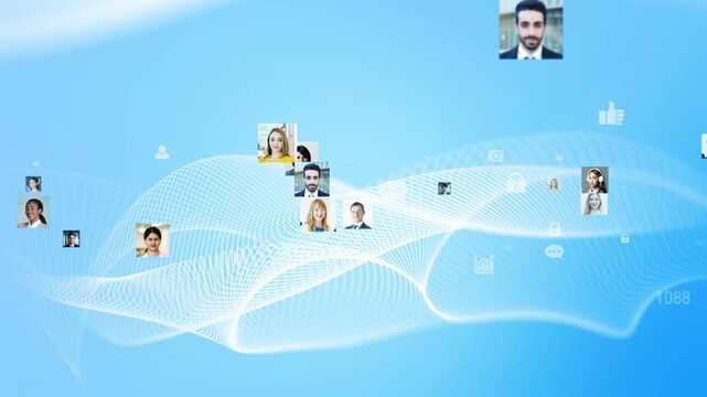 サイバースペースと多国籍の人々。ネットワーク、グローバル、システム、人材、データ、SNS、DX、企業