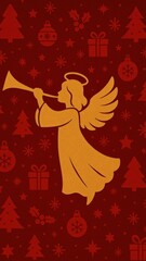 Naklejka premium Festive angel Christmas mobile wallpaper