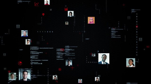 サイバースペースと多国籍の人々。DX、テクノロジー、未来、クラウド、データ、アカウント、グループ