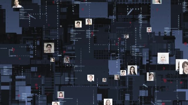 Cyberspace and a multinational workforce. DX, social media, technology, global, talent, circuits, databases.