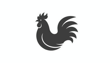 Fototapeta premium Minimalist silhouette of proud rooster standing on white background, representing morning, dawn, and farm life.