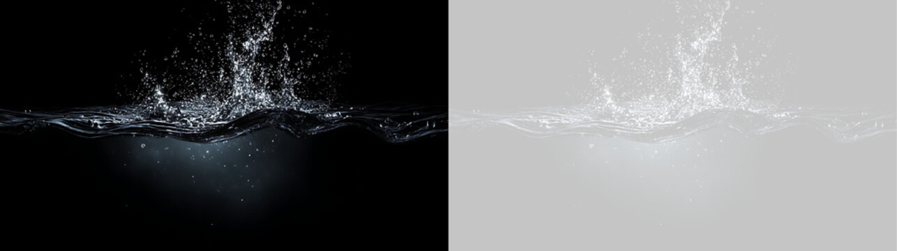 Dynamic water splash wave isolated on transparent background. Clear liquid splash burst element overlay