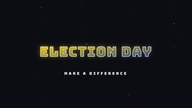 Election Day typography with glowing neon particles on black