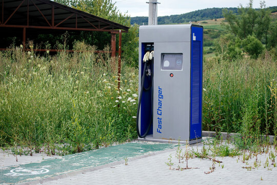 Abandoned electric vehicle charging station.