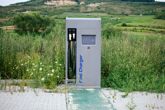 Abandoned electric vehicle charging station.