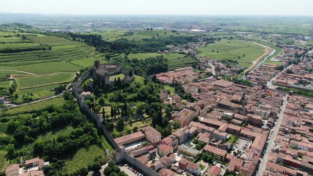 Vista di Soave dall'alto con i vigneti