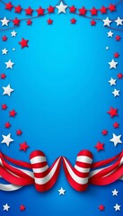 Obraz premium Stars and stripes design on a blue background, patriotic, labor day