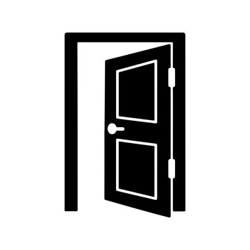 Minimalist Open Door Icon, Entrance and Opportunity Symbol Vector Illustration
