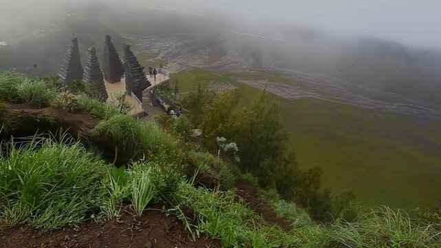 view short time after sunrise at the idyllic volkano park on Bromo, Java island, Indonesia