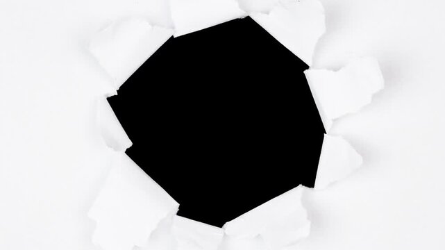 Stop Motion Paper Transition Animation, Wrinkled White Paper Texture Background, Torn Paper Reveal Effect, 4K Motion Graphics Footage for Video Editing.