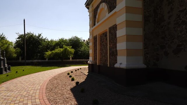 OSTROMECHEVO, BELARUS - JUNE 11 2022: Orthodox Church of St. Michael Archangel. Belarus, Brest district, Lyshchitsky village council, agro-town Ostromechevo.