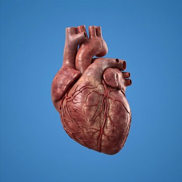  An enlarged realistic human heart with strained muscle fibers and visible structural cracks, centered