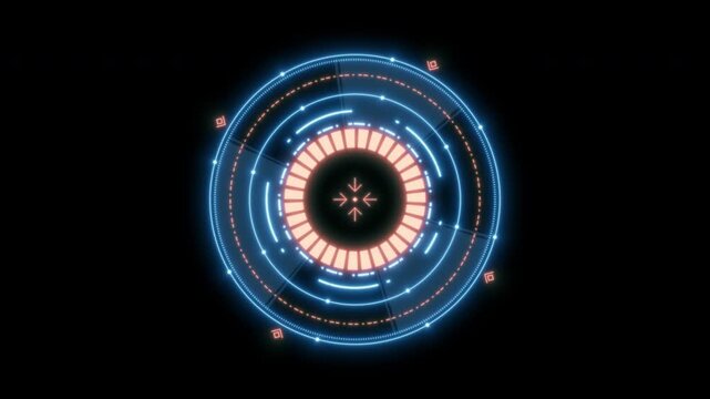 SF映画風の青い照準がループ回転する透過HUD画面