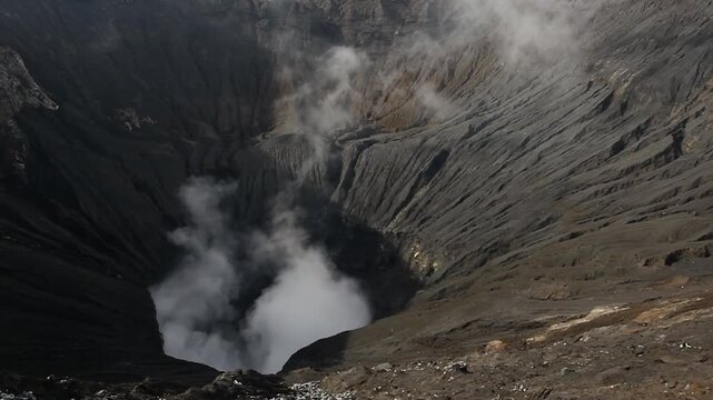 Crater of Bromo volcano in Bromo Tengger Semeru National Park, East Java, Indonesia