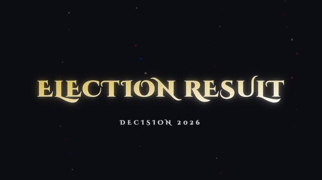 Election Result 2026 text with red white blue confetti on charcoal