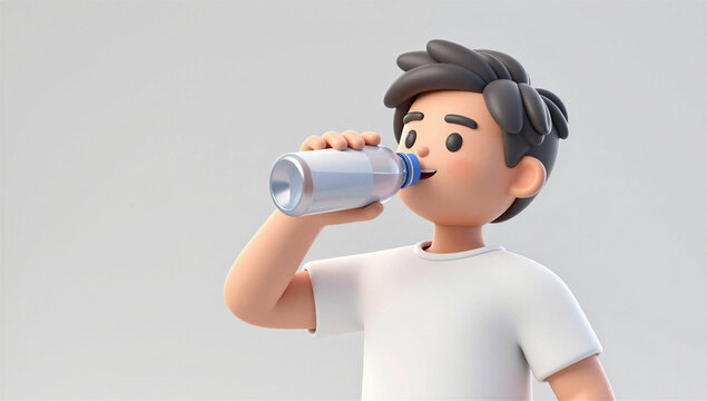3D Indian Man Drinking Water 