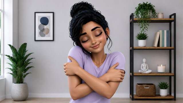 Indian Woman Practicing Self Care and Mindfulness at Home