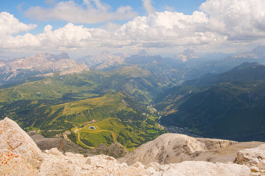 Dolomites mountain landscape scenic view in Italy, beautiful European Alps peak nature and travel destination concept