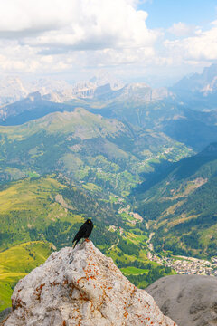 Dolomites mountain landscape scenic view in Italy, beautiful European Alps peak nature and travel destination concept