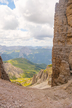 Dolomites mountain landscape scenic view in Italy, beautiful European Alps peak nature and travel destination concept