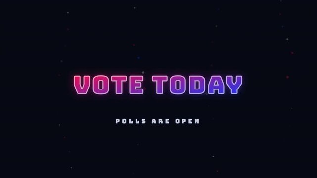 Vote Today patriotic election text with particles on black background