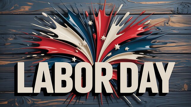 Colorful explosion of paint celebrates Labor Day on a rustic wooden background