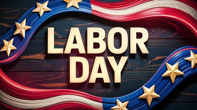 Labor Day celebration decorative background with stars and stripes in red white and blue