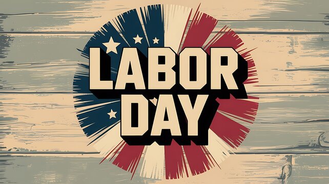 Labor Day celebration design with vintage American flag colors and bold typography artwork