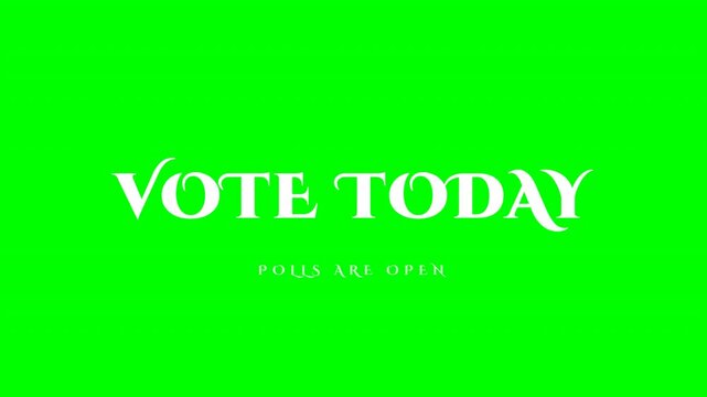 Election Today Animated White Serif Text with Neon Tracer Green Screen
