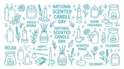 Fototapeta premium National Scented Candle Day Celebration with Various Candles and Aromas.