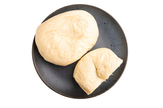 Vietnamese steamed buns Banh bao isolated on white. top view, flat lay, close up