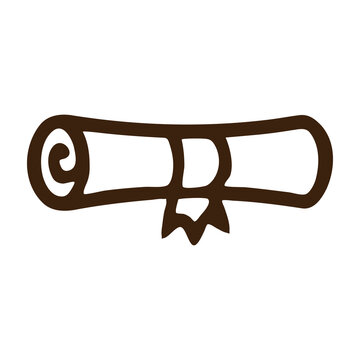 Diploma scroll icon for graduation and academic achievement, flat vector