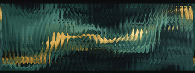 Luxury emerald green and liquid gold marble texture abstract background with vertical ribbed lines. Premium dark jade wave pattern for modern luxury branding © LeoOrigami