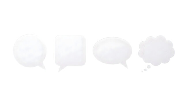 Set of empty white speech bubbles and thought clouds with communication