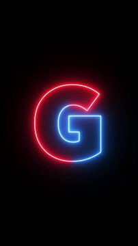 Glowing blue neon "G" pulses with motion and energy on a dark background. An abstract representation of modern design, innovation, and digital flow.