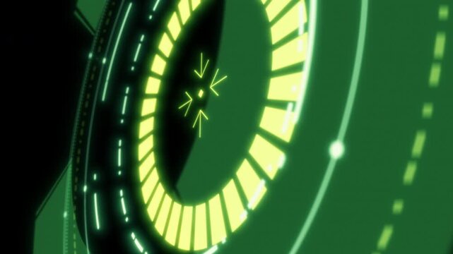SF映画風の緑の照準がループ回転するHUD画面