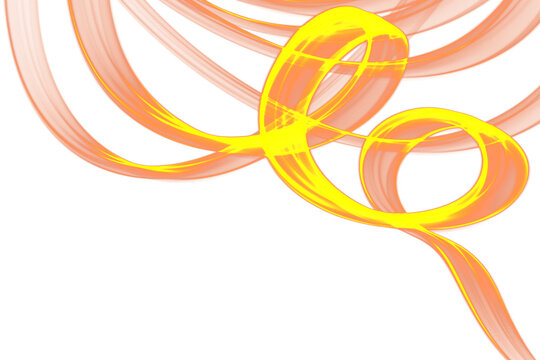 Abstract Yellow and Orange Flowing Lines on transparent Background - Dynamic Wave Design for Modern Digital Art