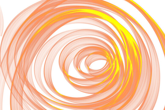Abstract Orange and Yellow Swirls, Creative Spiral Fractal Design on transparent Background