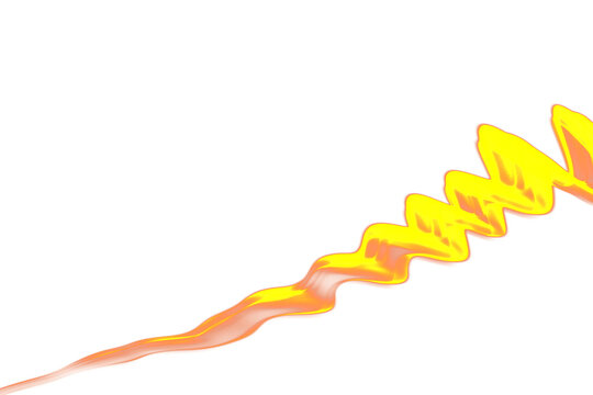 Abstract Yellow and Orange Wavy Light Trail on transparent Background - Dynamic Energy Motion Graphic Brush Stroke