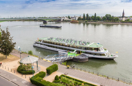 Cruise boat at the Rhine river in Bonn, Germany
