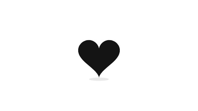 A simple black heart icon with a subtle shadow on a clean white background, symbolizing love, affection, or a like button.