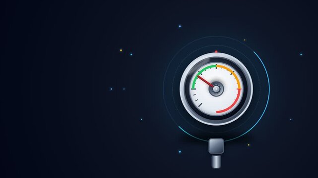 Modern digital pressure gauge with glowing interface against a dark background